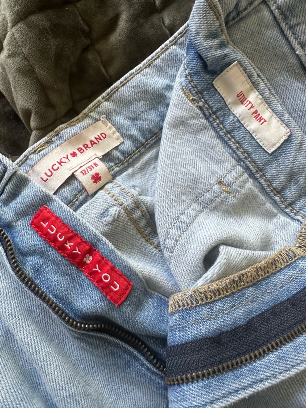 Lucky Vintage Wide Leg Jeans 12 31 Light Wash High Rise Utility - Picture 10 of 10